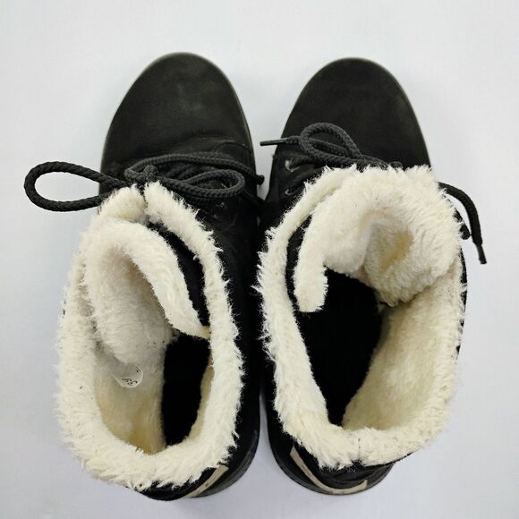SQL Black Suede Boots Faux Fur lined  Black and Cream  Lace up size 7.5 - Picture 4 of 16